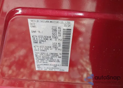 2015 Nissan Pathfinder Sv from USA, damaged, VIN 5N1AR2MN8FC610842